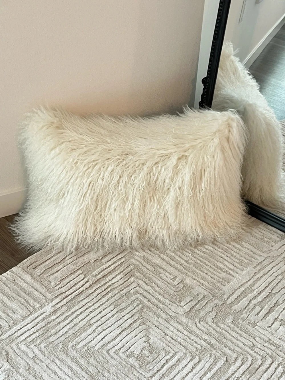Z Gallerie Mia Mongolian Fur Lumbar Pillow